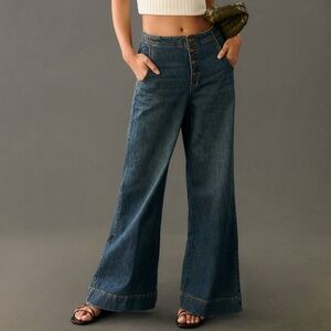 Pilcro Lace-Up High-Rise Wide-Leg Jeans